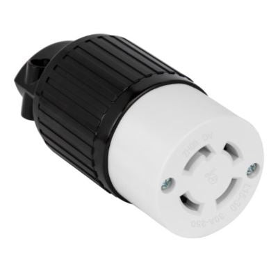 66802-BK - Industrial Grade Locking Connector 30Amp 125/250V 3-Pole 4-Wire Grounding L15-30C Bk - Enerlites