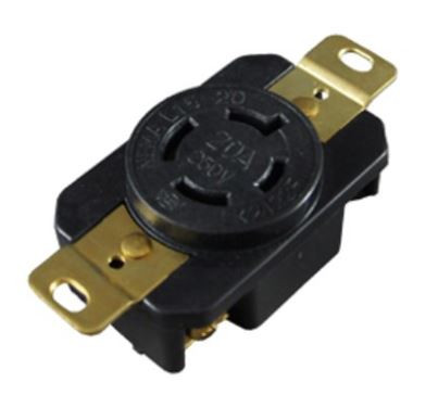 66900-BK - Industrial Grade Locking Receptacle 20A 125/250V 3-Pole 4-Wire Grounding L15-20R Bk - Enerlites