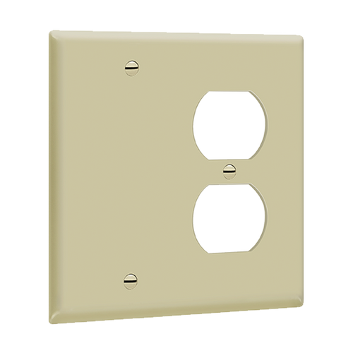 Enerlites 880121-I Combo Blank/Duplex Receptacle Plate 2-Gang Iv