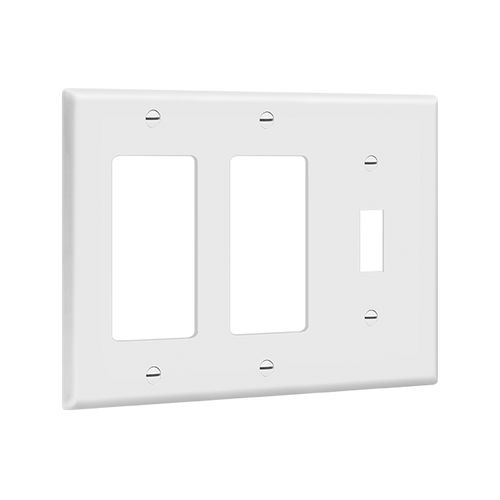 Enerlites 881132-W Combo Toggle/ Double Decorator Gfci Plate 3-Gang Wh