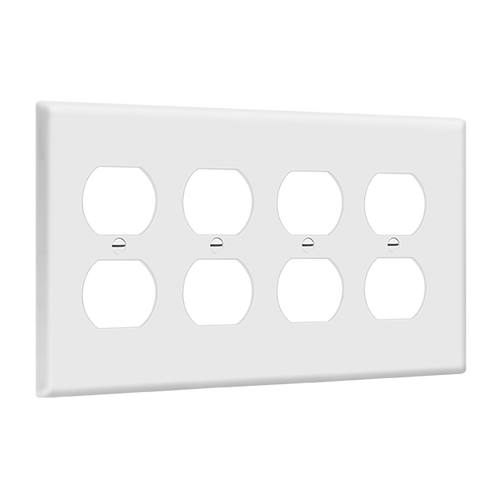 Enerlites 8824M-W Mid-Size Duplex Receptacle Plate 4-Gang Wh