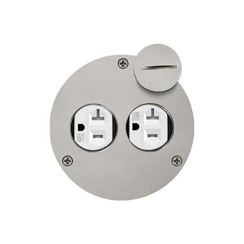 Enerlites 975501-SS 4" Round Threaded Plugs With 20A Twr Duplex Receptacle (62040-Twr-W) Ss