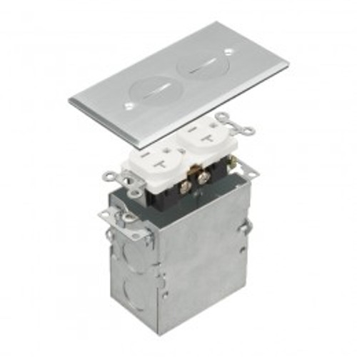 Enerlites 975506-SS 1 G Floor Box Assembly With 20A Twr Duplex Receptacle (62040-Twr-W) Ss
