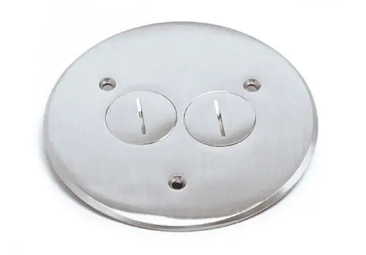 975516-SS - Round Cover Plate With 20A Twr Duplex Receptacle (62040-Twr-W) Ss - Enerlites