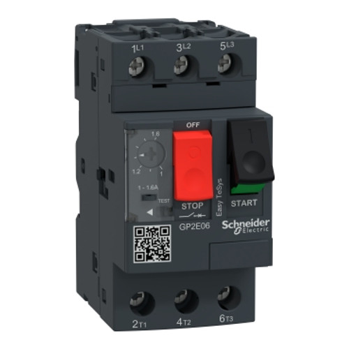 Schneider Electric GP2E06 Manual motor controller, Easy TeSys, 3P, 1-1.6 A, thermal magnetic, screw clamp terminals
