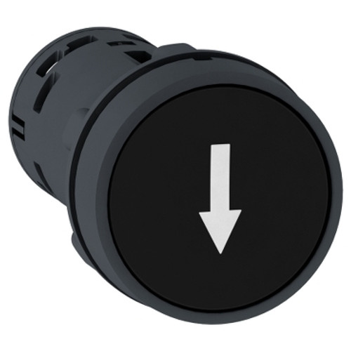 Schneider Electric XB7NA21343 Harmony XB7, Monolithic push button, plastic, black, ¯22, spring return, marked DOWN ARROW, 1 NO