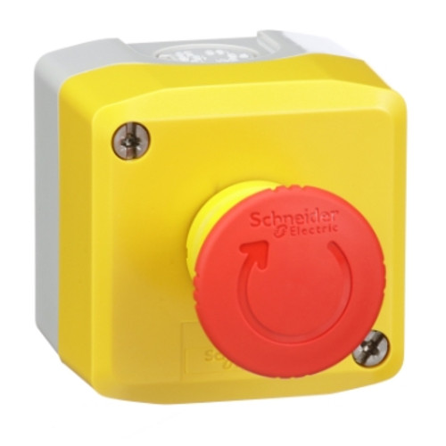 Schneider Electric XALK178FH7 Harmony, Control station, plastic, yellow, 1 red mushroom head push button ¯40, emergency stop turn to release 2 NC, unmarked, UL/CSA certified