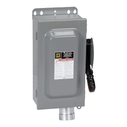 Schneider Electric H362AWH Safety switch, heavy duty, fusible, 60A, 600VAC/VDC, 3 poles, 50hp, NEMA 12K, hubbellock receptacle