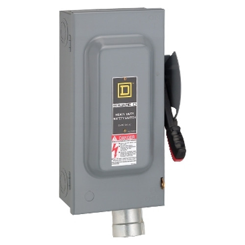 Schneider Electric HU362AWH Safety switch, heavy duty, non fusible, 60A, 600VAC/VDC, 3 poles, 60hp, NEMA 12K, hubbellock receptacle