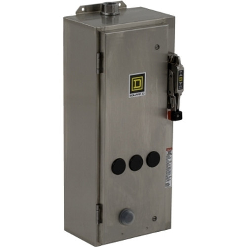 Schneider Electric 8539SCW44V02H300SX10 NEMA Combination Starter, Type S, HHL electronic motor circuit protector, Size 1, 27A, 3 phase, 120 VAC coil, NEMA 4X