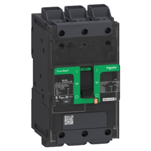 Schneider Electric BDL36100 Circuit breaker, PowerPact B, 100A, 3 pole, 600Y/347VAC, 14kA, lugs, thermal magnetic, 80%