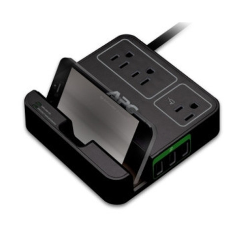 P3U3B Schneider Electric P3U3B APC Essential SurgeArrest, 3 Outlets, 3 USB Charging Ports, 120V, Black