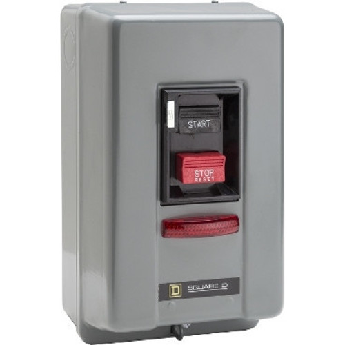 2510MBG1V02P11X1 Schneider Electric 2510MBG1V02P11X1 Manual Starter, integral horsepower, NEMA M0, 600 VAC, 2 pole, 2 HP at 230 VAC, 3 phase, red 120 VAC indicator, NEMA 1