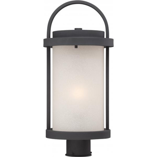 Satco 62-654 Willis; LED Outdoor Post with Antique White Glass