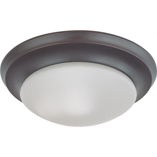 Satco 62-787 LED Light; Fixture; 11-3/4 in.; Flush Mounted; Frosted Glass; Mahogany Bronze Finish; 120-277V