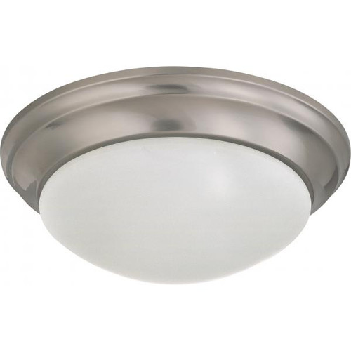 Satco 62-788 LED Light; Fixture; 14 in.; Flush Mounted; Frosted Glass; Brushed Nickel Finish; 120-277V