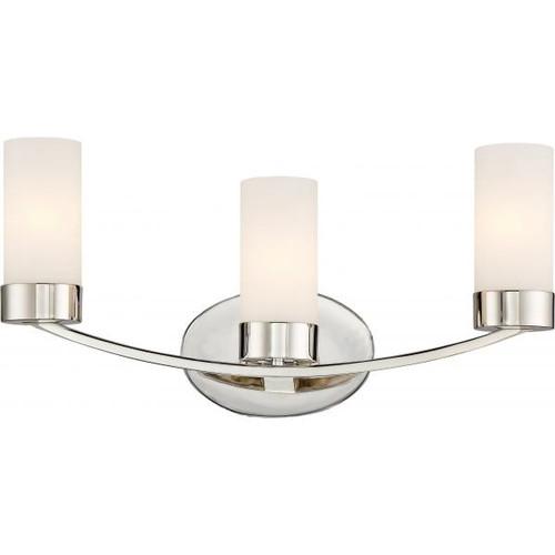 Satco 60-6223 Denver; 3 Light; Vanity Fixture; Polished Nickel Finish