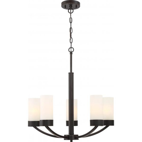 Satco 60-6325 Denver; 5 Light; Chandelier Fixture; Mahogany Bronze Finish