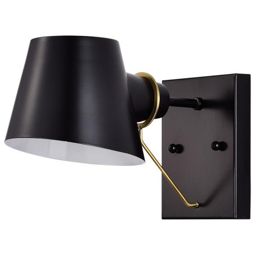 Satco 60-7381 Baxter; 1 Light Vanity; Black with Burnished Brass