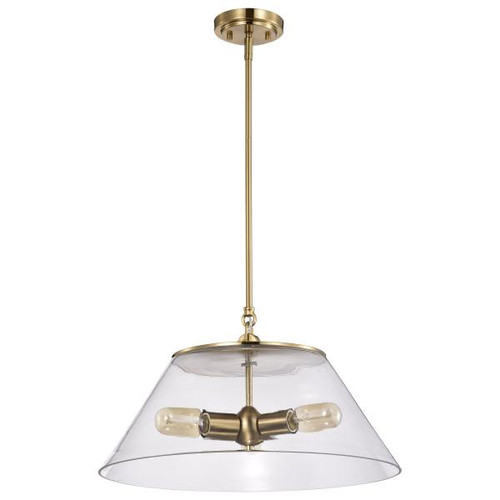 Satco 60-7416 Dover; 3 Light; Large Pendant; Vintage Brass with Clear Glass