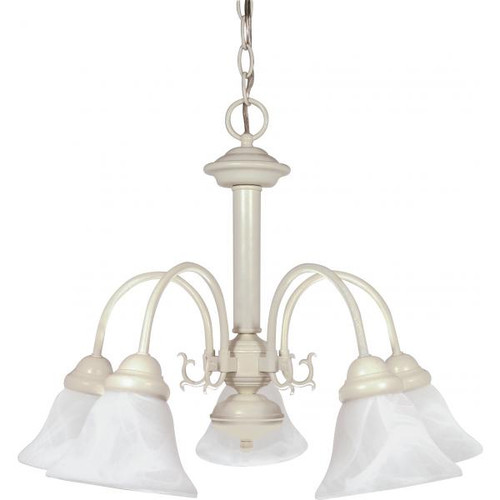 Satco 60-187 Ballerina; 5 Light; 24 in.; Chandelier with Alabaster Glass Bell Shades