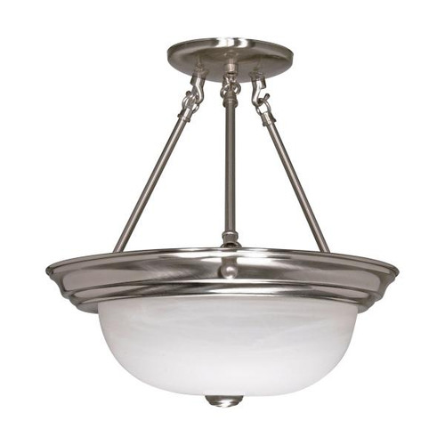 Satco 60-201 2 Light; 13 in.; Semi-Flush; Alabaster Glass