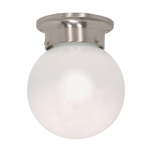 Satco 60-245 1 Light; 6 in.; Ceiling Mount; White Ball