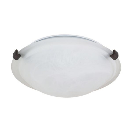 Satco 60-273 2 Light; 16 in.; Flush Mount; Tri-Clip with Alabaster Glass