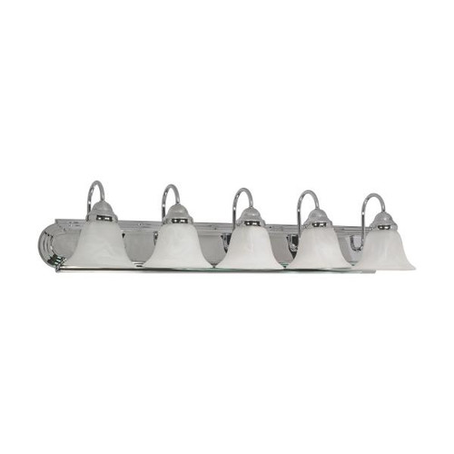 Satco 60-319 Ballerina; 5 Light; 36 in.; Vanity with Alabaster Glass Bell Shades