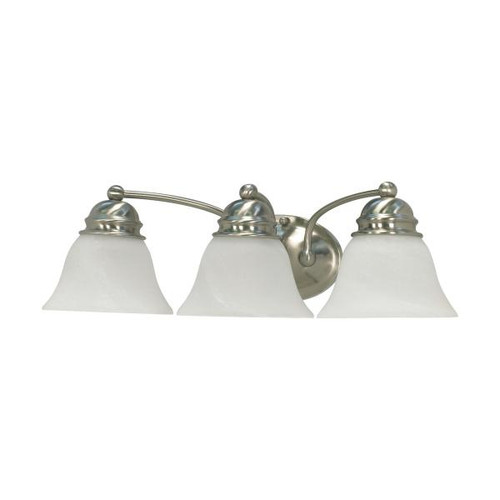 Satco 60-342 Empire; 3 Light; 21 in.; Vanity with Alabaster Glass Bell Shades