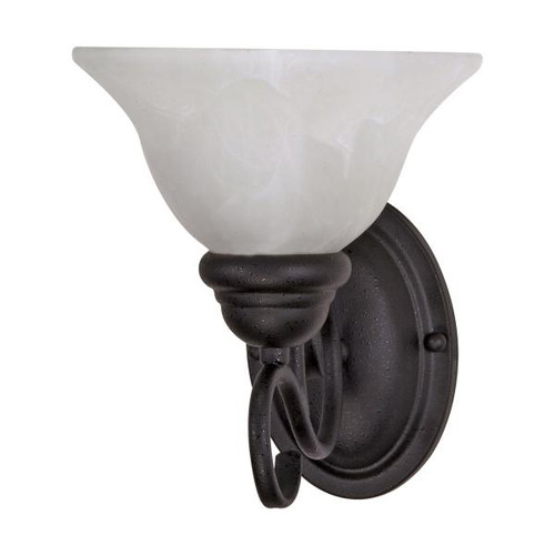 Satco 60-387 Castillo; 1 Light; 8 in.; Wall Fixture with Alabaster Swirl Glass