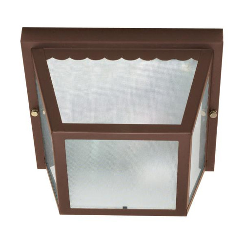 Satco 60-472 2 Light; 10 in.; Carport Flush Mount with Textured Frosted Glass