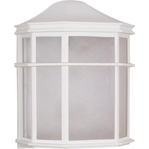 Satco 60-537 1 Light; 10 in.; Cage Lantern Wall Fixture; Die Cast; Linen Acrylic Lens