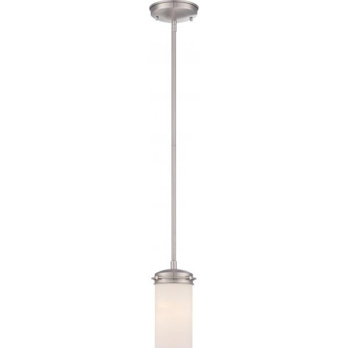 Satco 60-615 Polaris; 1 Light; Mini Pendant- with White Opal Glass