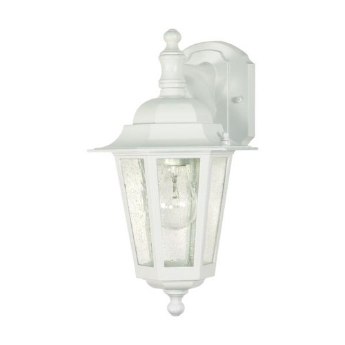 Satco 60-988 Cornerstone; 1 Light; 13 in.; Wall Lantern; Arm Down with Clear Seed Glass