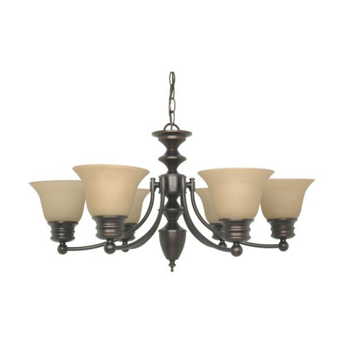Satco 60-1274 Empire; 6 Light; 26 in.; Chandelier with Champagne Linen Washed Glass