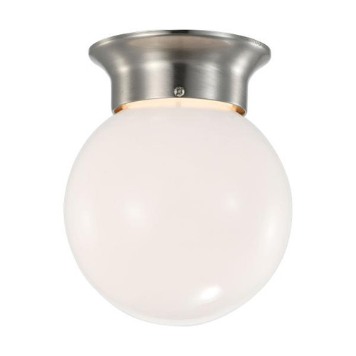 Satco 62-1565 8 Watt; 6 inch; LED Flush Mount Fixture; 3000K; Dimmable; Brushed Nickel; Frosted Glass