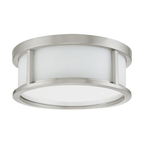 Satco 60-2859 Odeon; 2 Light; 13 in.; Flush Dome with Satin White Glass