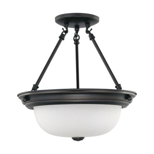 Satco 60-3149 2 Light; 13 in.; Semi-Flush with Frosted White Glass