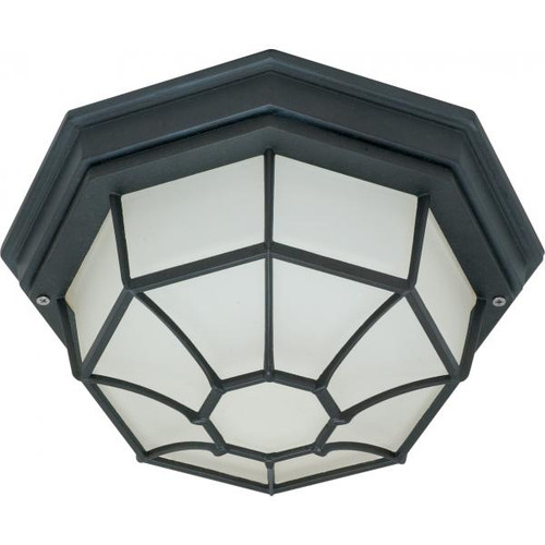 Satco 60-3452 1 Light; 12 in.; Ceiling Spider Cage Fixture; Die Cast; Glass Lens; Color retail packaging