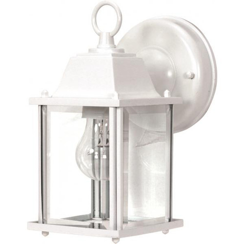 Satco 60-3463 1 Light; 8-5/8 in.; Wall Lantern; Cube Lantern with Clear Beveled Glass; Color retail packaging