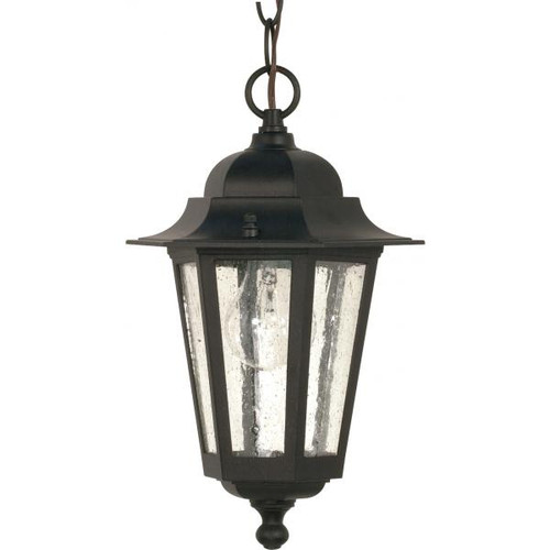 Satco 60-3476 Cornerstone; 1 Light; 13 in.; Hanging Lantern with Clear Seed Glass; Color retail packaging