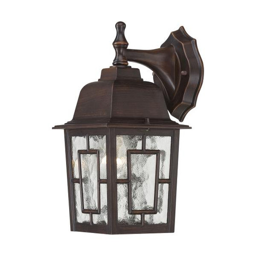 Satco 60-3485 Banyan; 1 Light; 12 in.; Outdoor Wall with Clear Water Glass; Color retail packaging