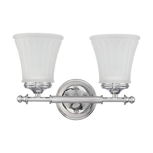 Satco 60-4262 Teller; 2 Light; Vanity Fixture with Frosted Etched Glass