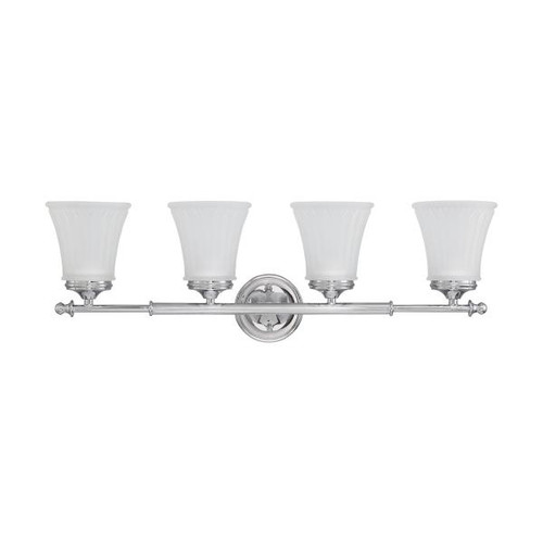 Satco 60-4264 Teller; 4 Light; Vanity Fixture with Frosted Etched Glass