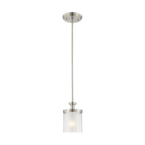 Satco 60-4648 Decker; 1 Light; Mini Pendant with Clear and Frosted Glass