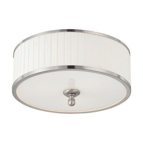 Satco 60-4741 Candice; 3 Light; Flush Dome Fixture with Pleated White Shade