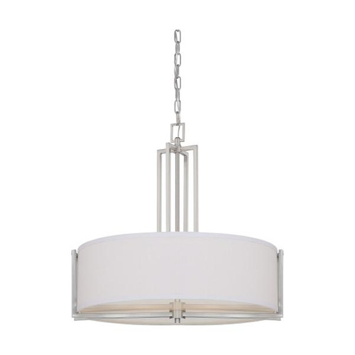 Satco 60-4756 Gemini; 4 Light; Pendant with Slate Gray Fabric Shade