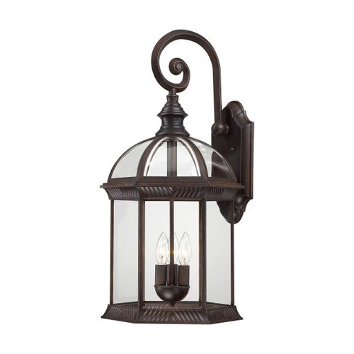 Satco 60-4968 Boxwood; 3 Light; 26 in.; Outdoor Wall with Clear Beveled Glass