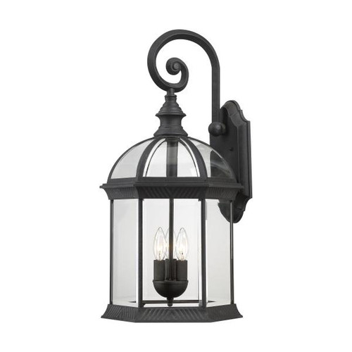 Satco 60-4969 Boxwood; 3 Light; 26 in.; Outdoor Wall with Clear Beveled Glass
